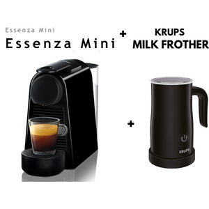 Bundle Pack : Nespresso Essenza Mini Black DeLonghi + Krups Milk Frother